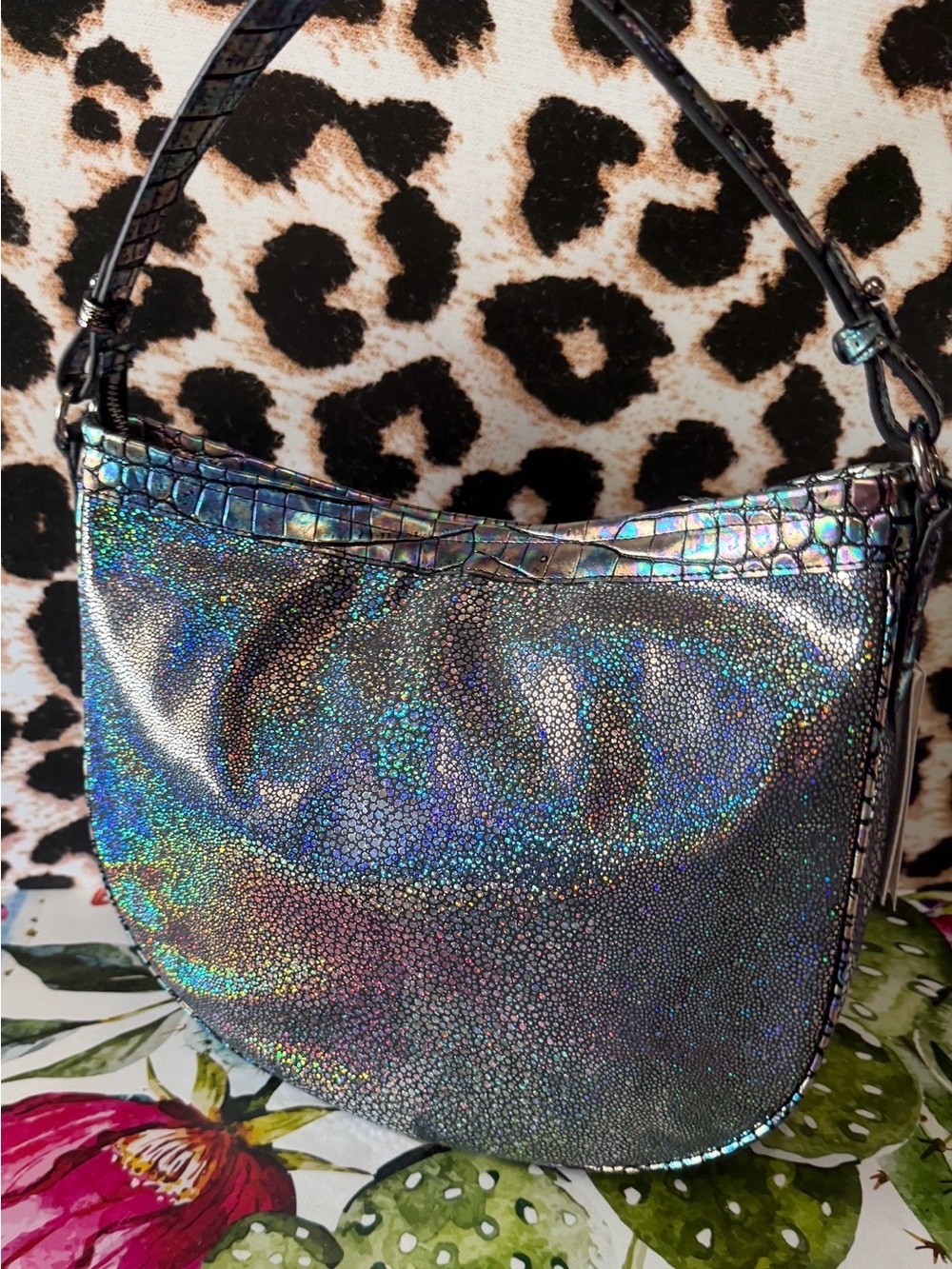 BRAHMIN SMALL KATHLEEN ROYAL BLUE ARDWELL SHOULDER HOLOGRAPHIC NWT SOFT LEATHER - Picture 10 of 12